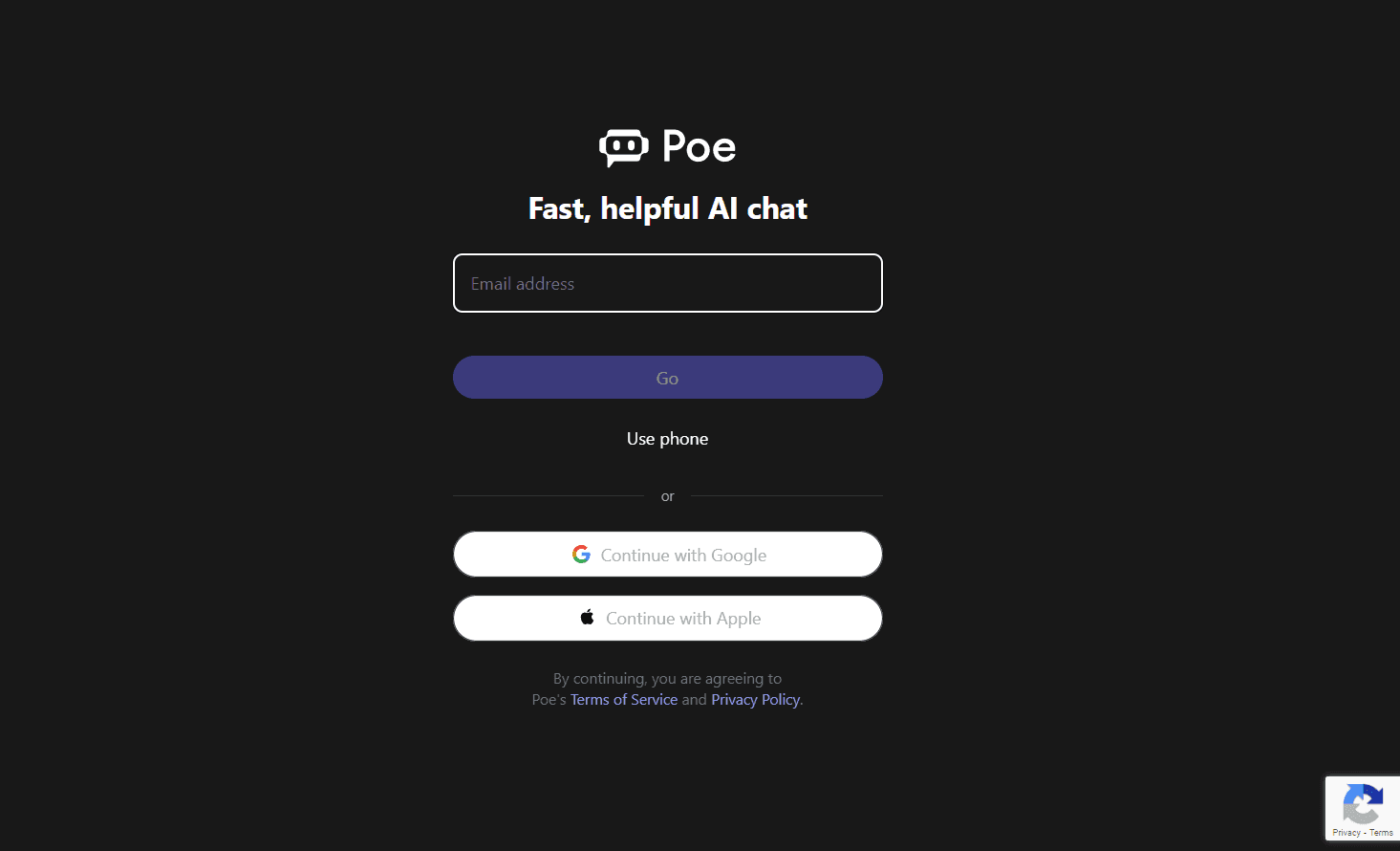 Poe AI Chat Interface