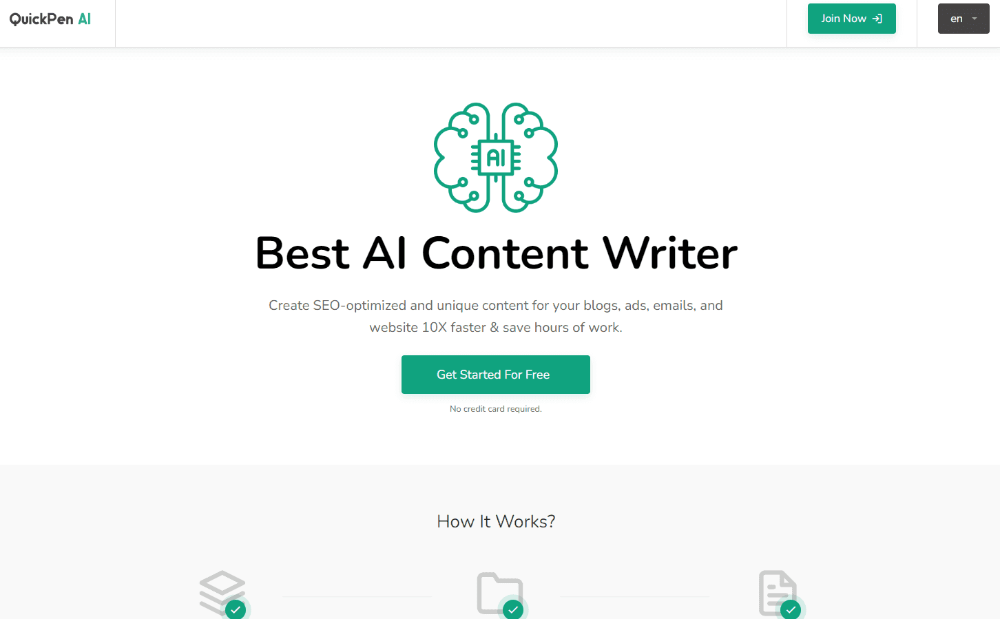 QuickPen AI content creation interface
