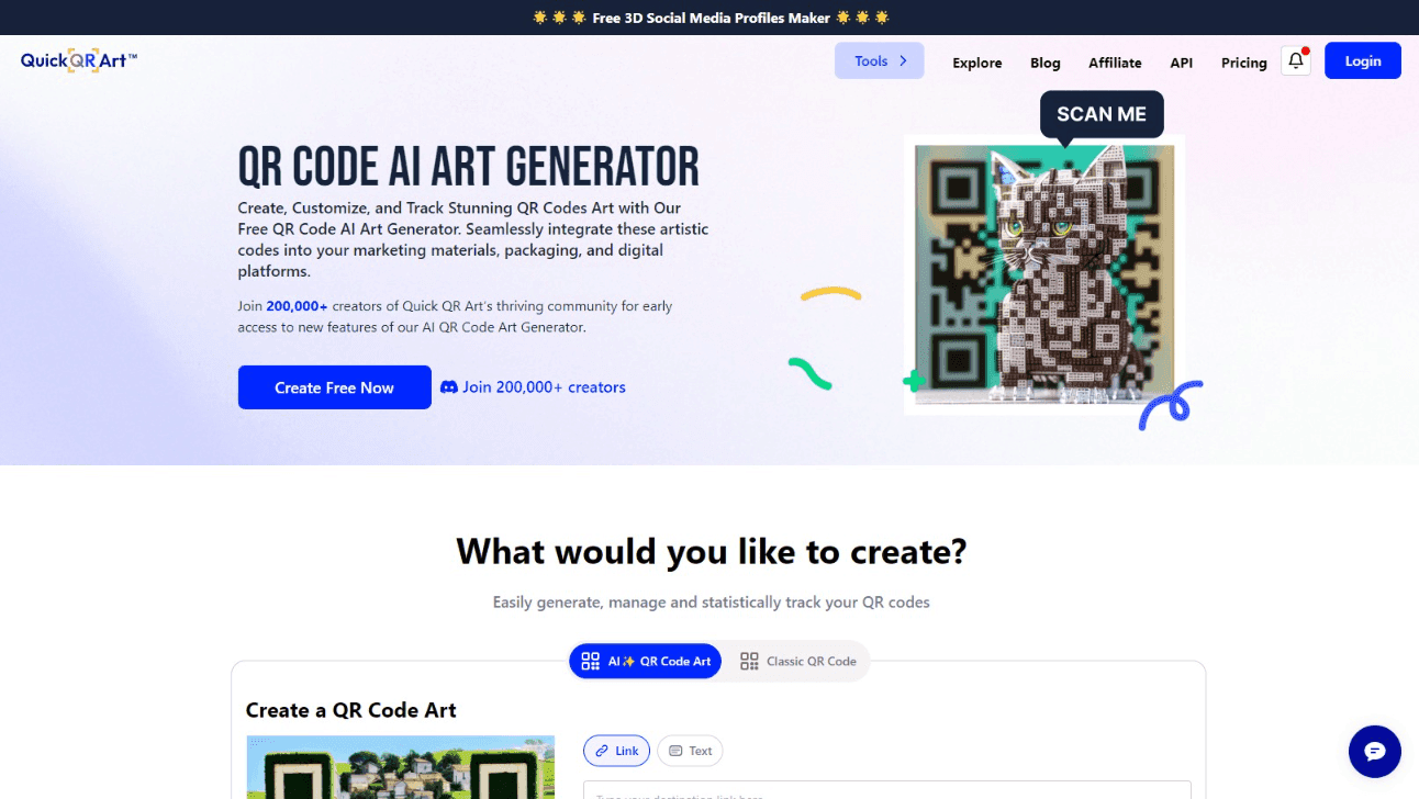Quick QR Art AI Generator Interface