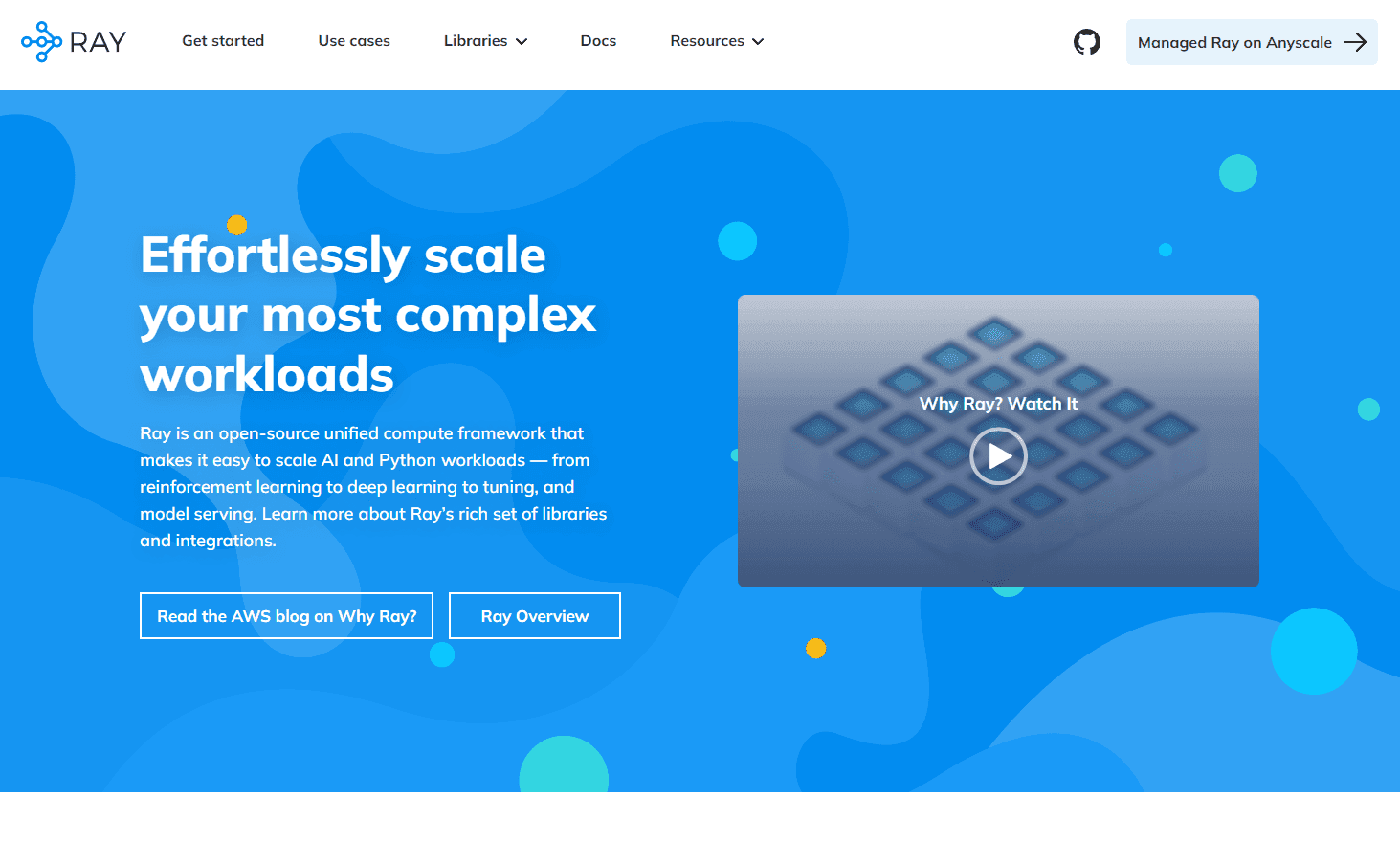 Ray's dashboard showcasing AI and Python workload management