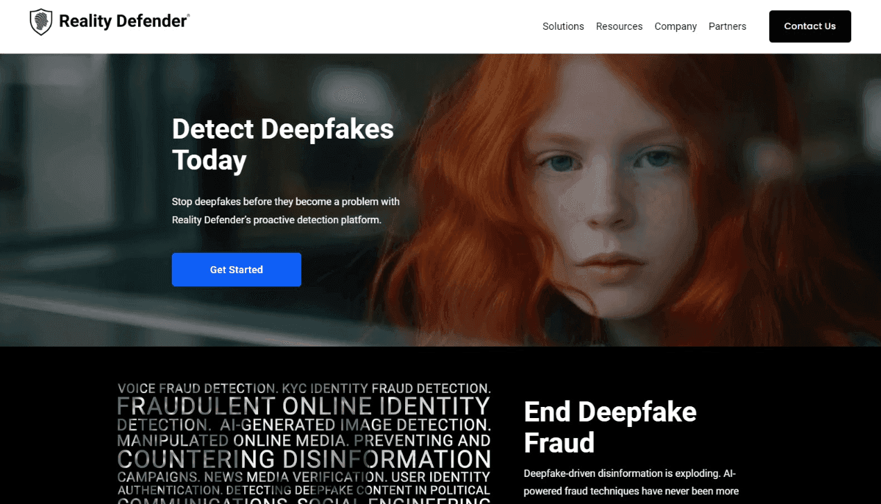 Reality Defender Deepfake Detection Interface