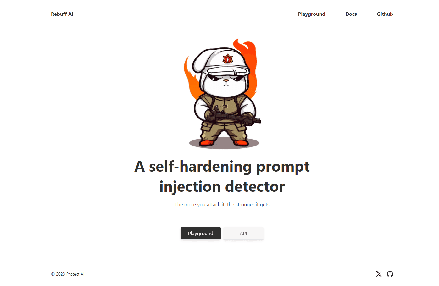 Rebuff AI's interface showcasing its security features