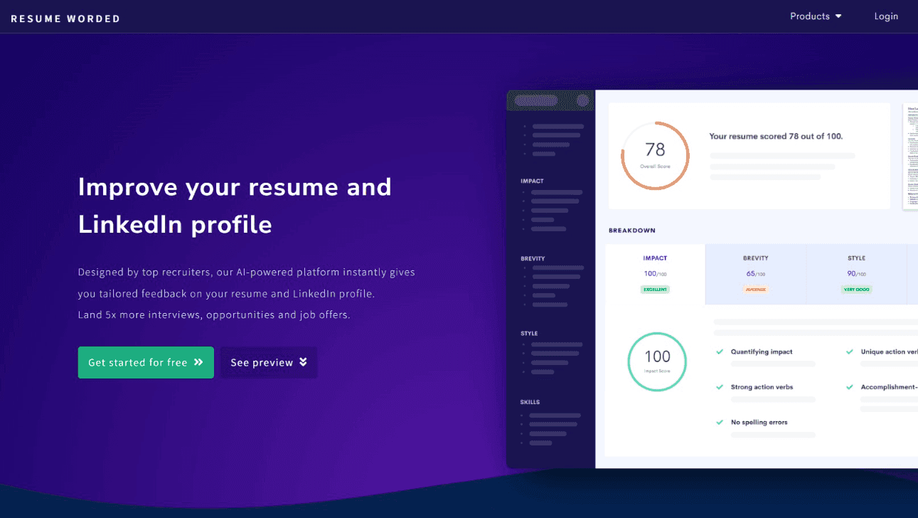 Resume Worded AI Feedback Platform