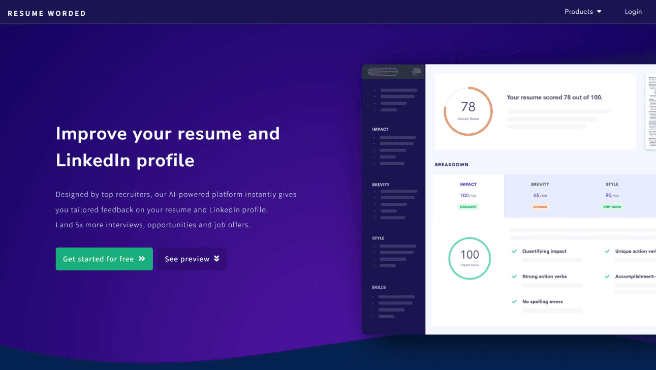 Resume Worded AI Feedback Platform