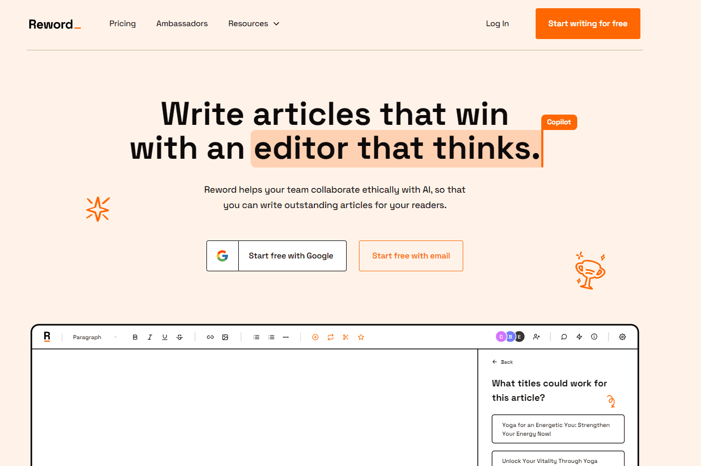 Reword AI editor interface