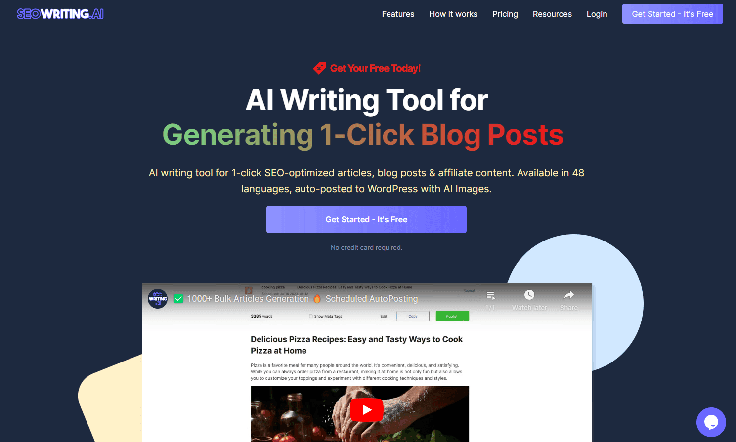SEO Writing AI interface showcasing content creation tools