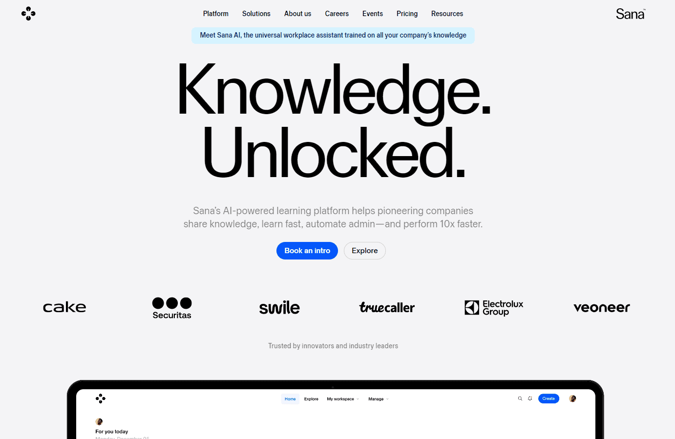 Sana Labs AI-powered learning platform interface.