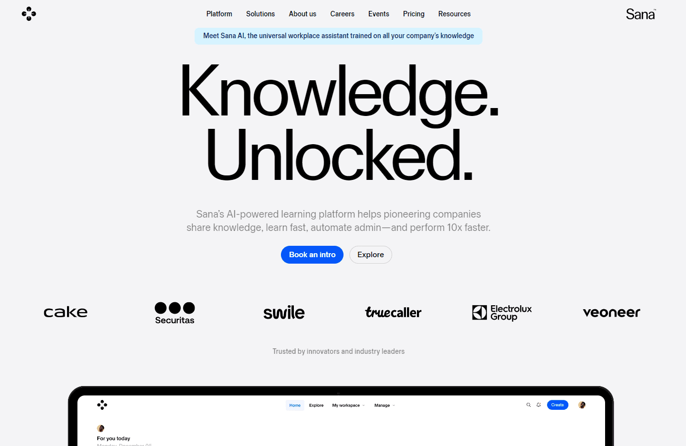 Sana Labs AI-powered learning platform interface.