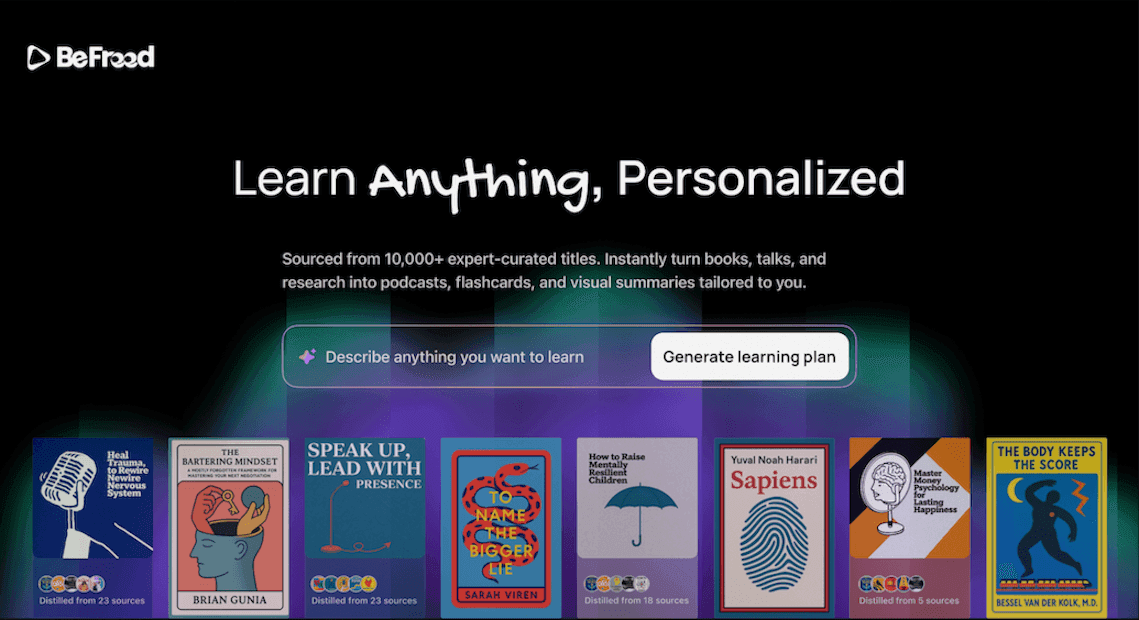 BeFreed education & learning tool screenshot