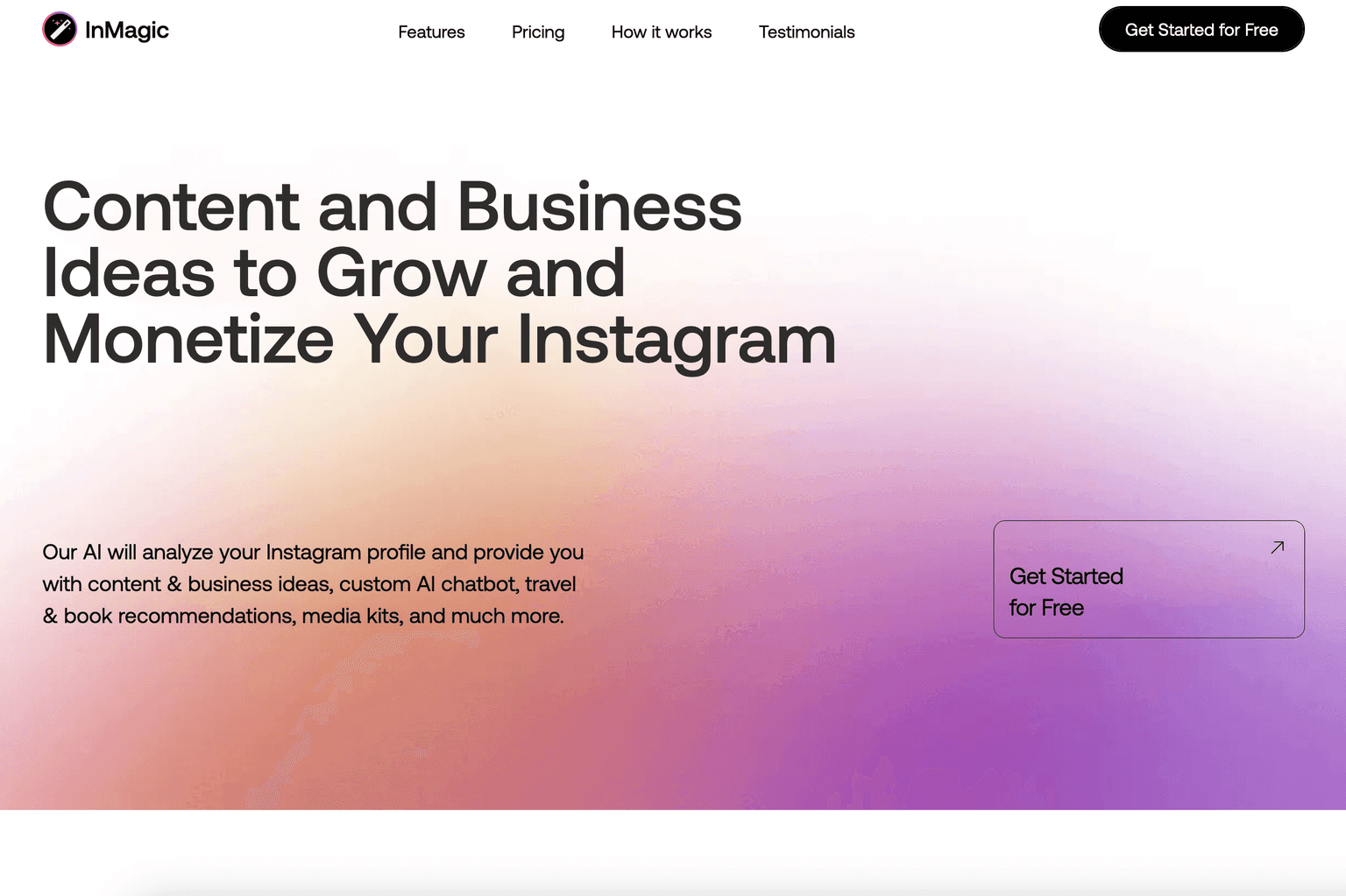 AI-powered Instagram content generator interface.