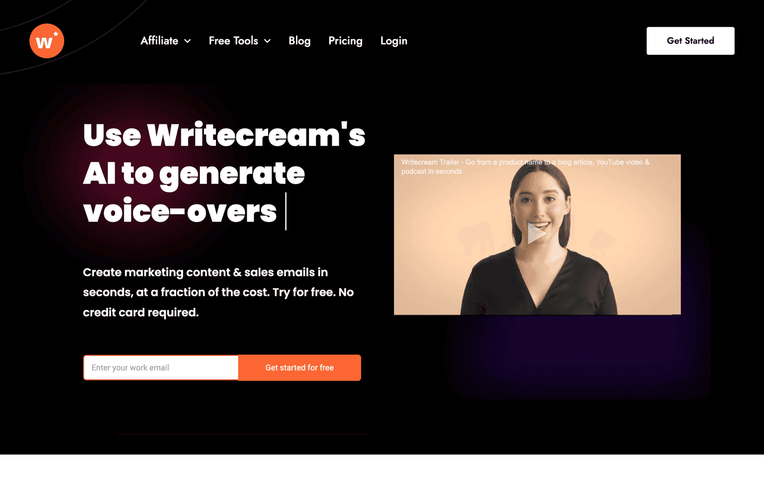 Writecream ai content writing tool screenshot