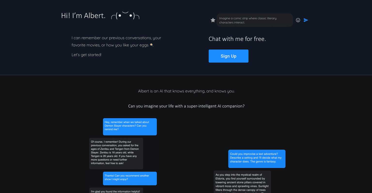 Albert AI productivity tool screenshot