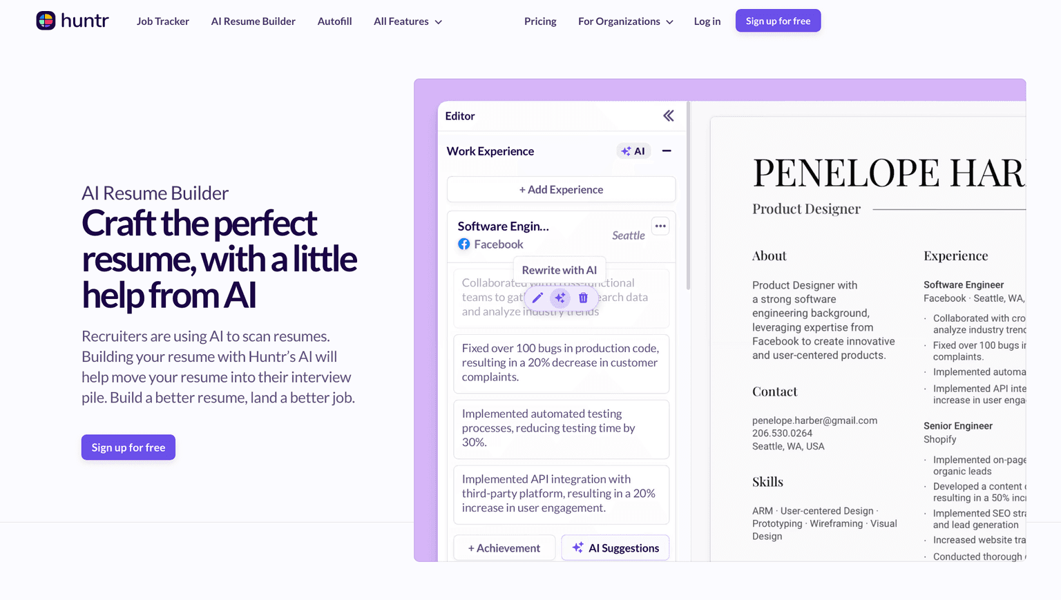 Huntr AI Resume