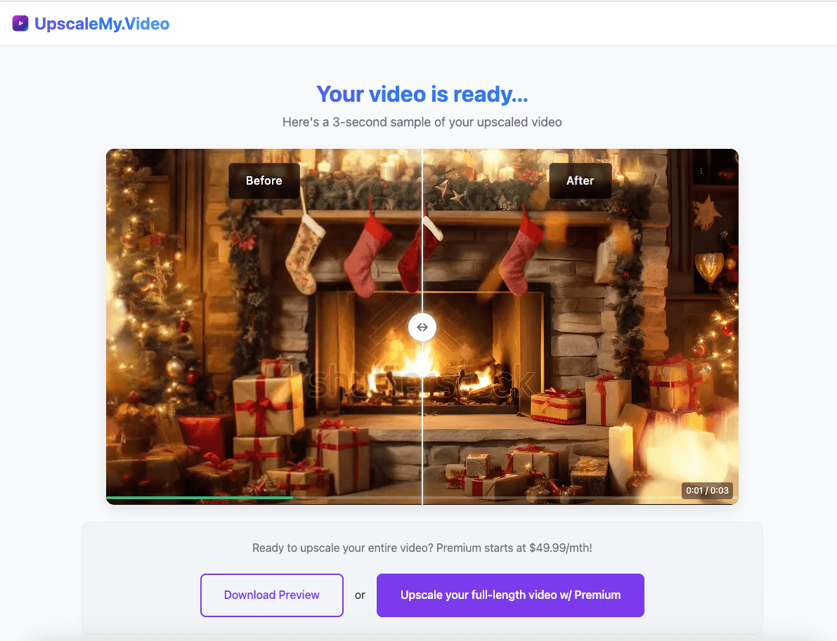 UpscaleMyVideo video creation tool screenshot