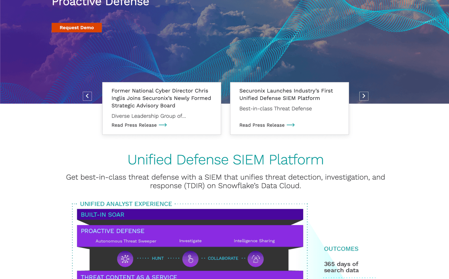 Securonix platform interface highlighting security analytics