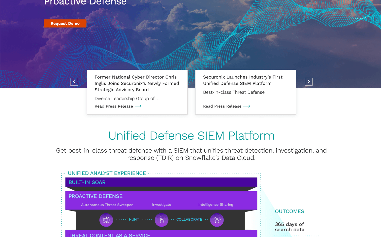 Securonix platform interface highlighting security analytics