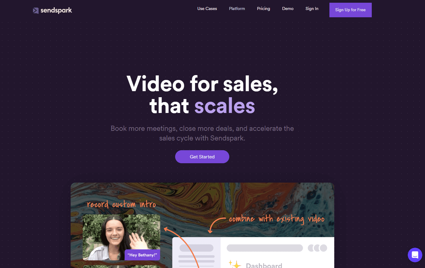 Sendspark interface showcasing video creation tools