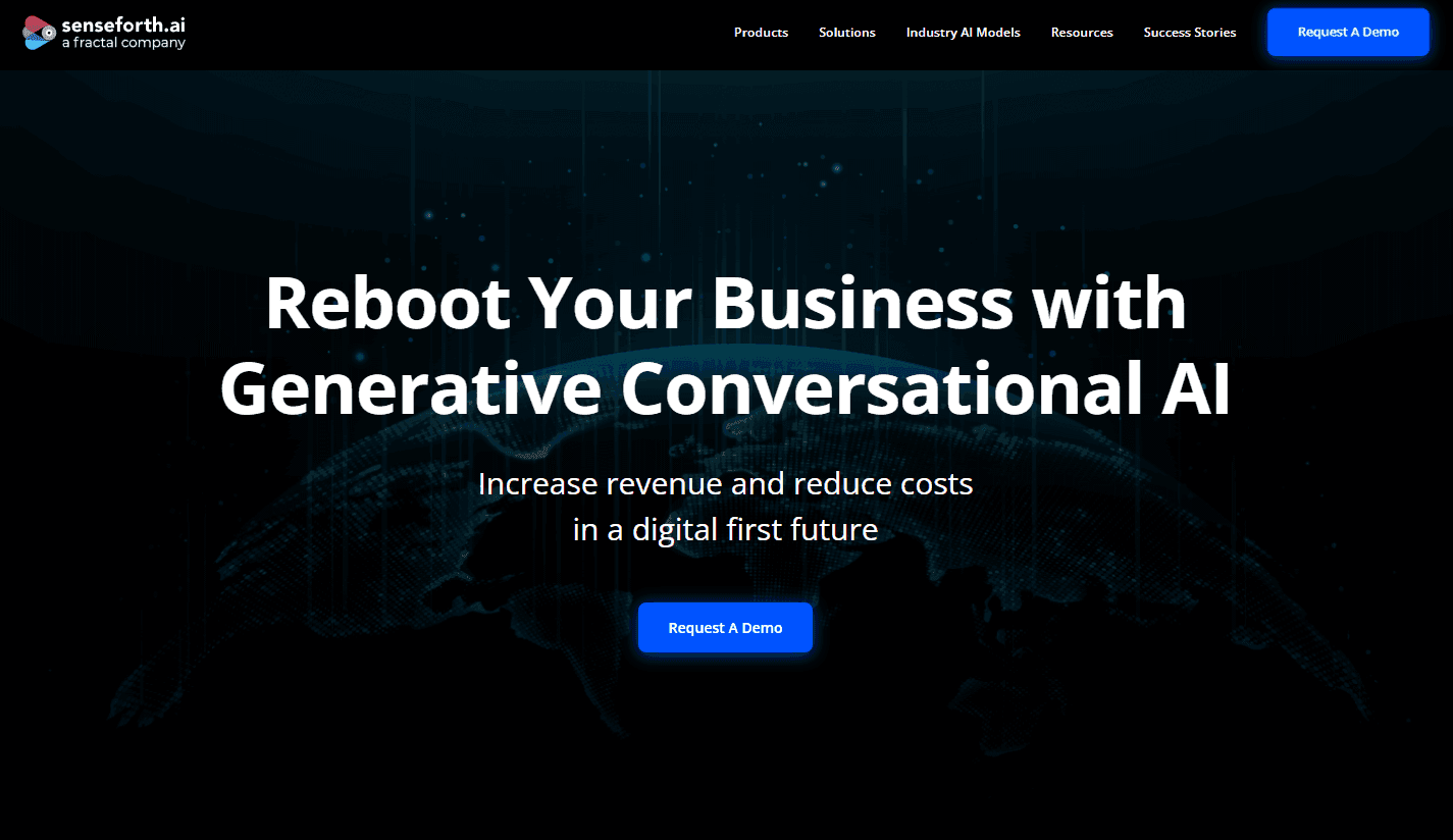 Senseforth.ai's dashboard showcasing conversational AI capabilities.