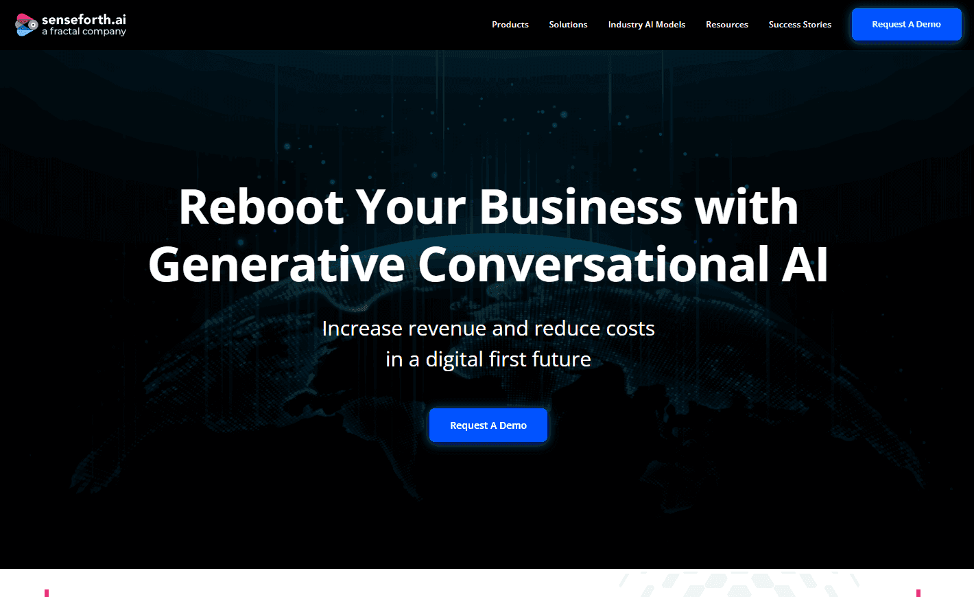 Senseforth.ai's interface showcasing its AI chatbot solutions.