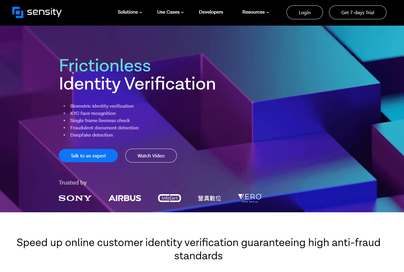 Sensity AI logo emphasizing advanced identity verification