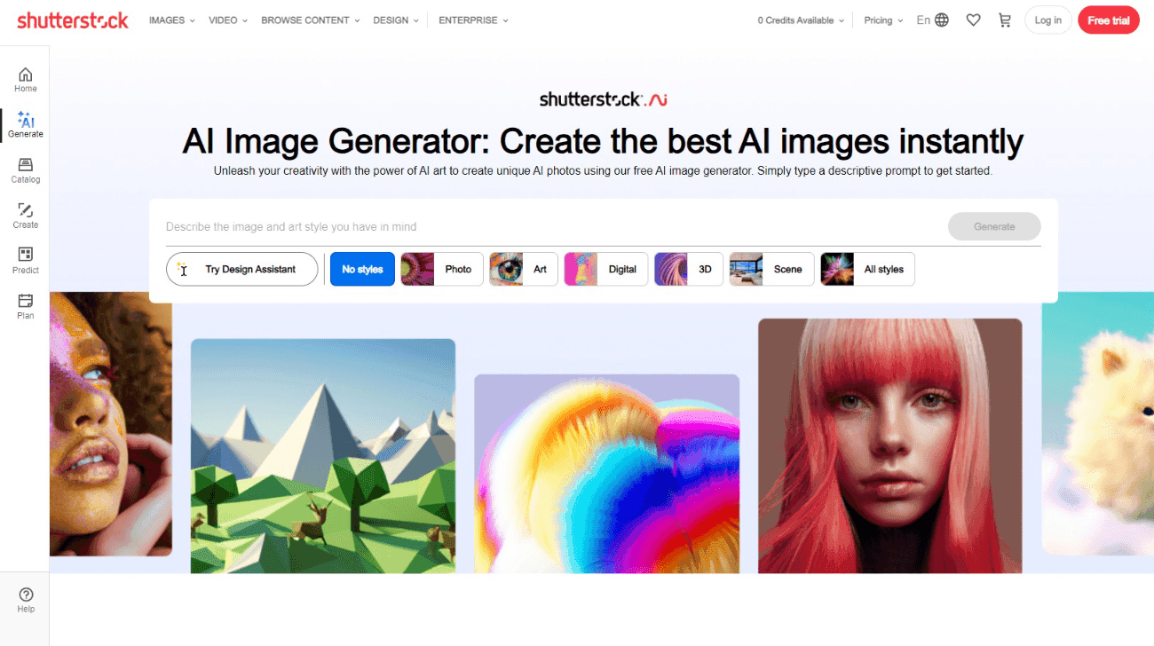 Shutterstock AI Image Generator Interface