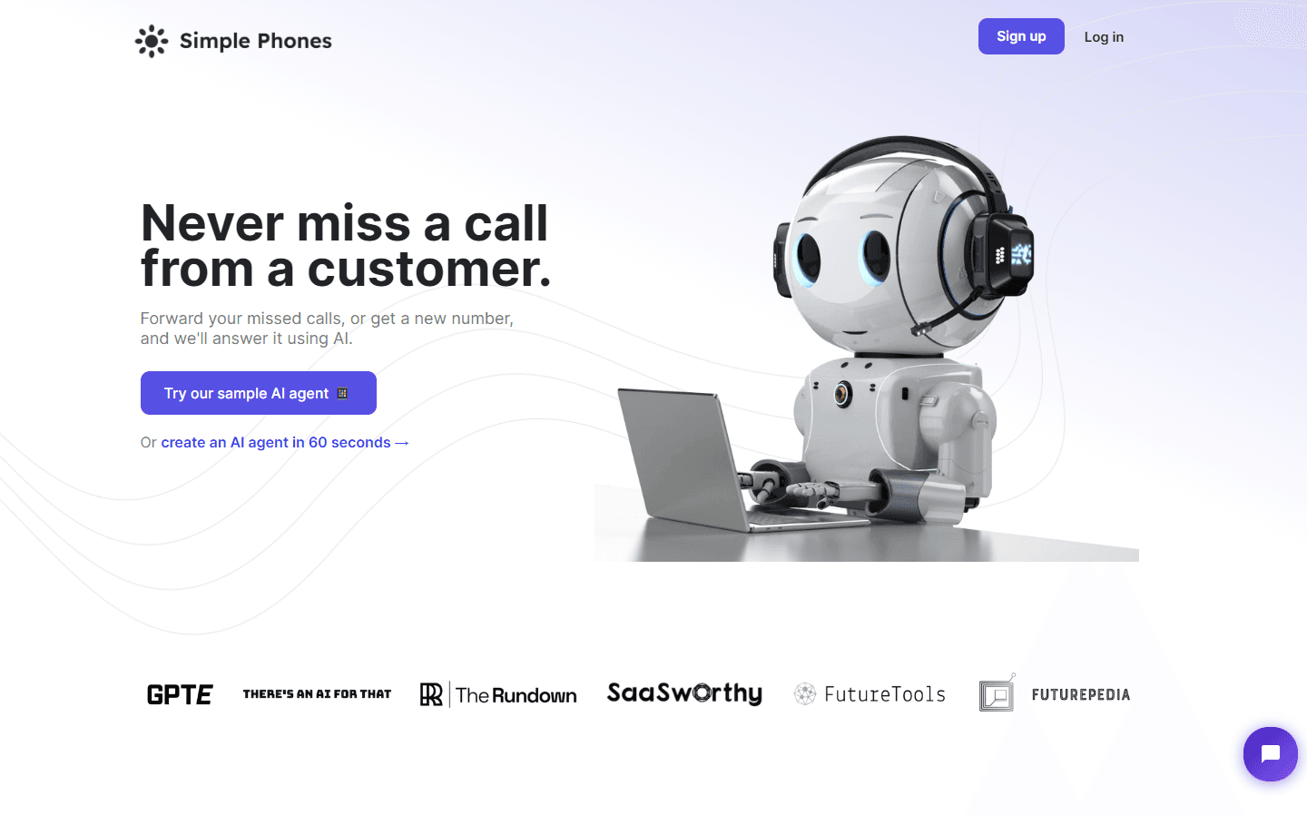 Simple Phones interface showcasing AI call management