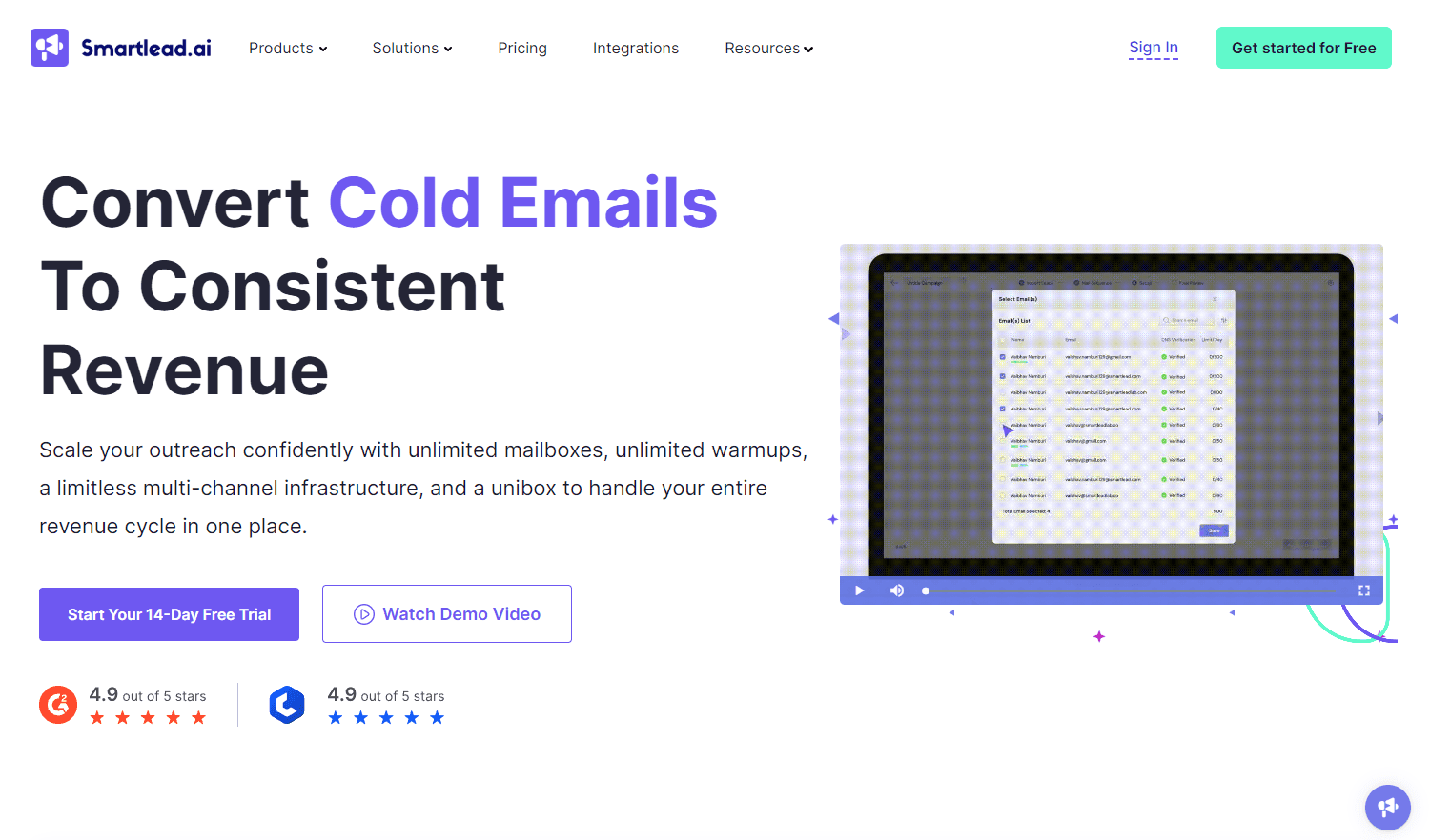Smartlead's intuitive dashboard for email outreach.