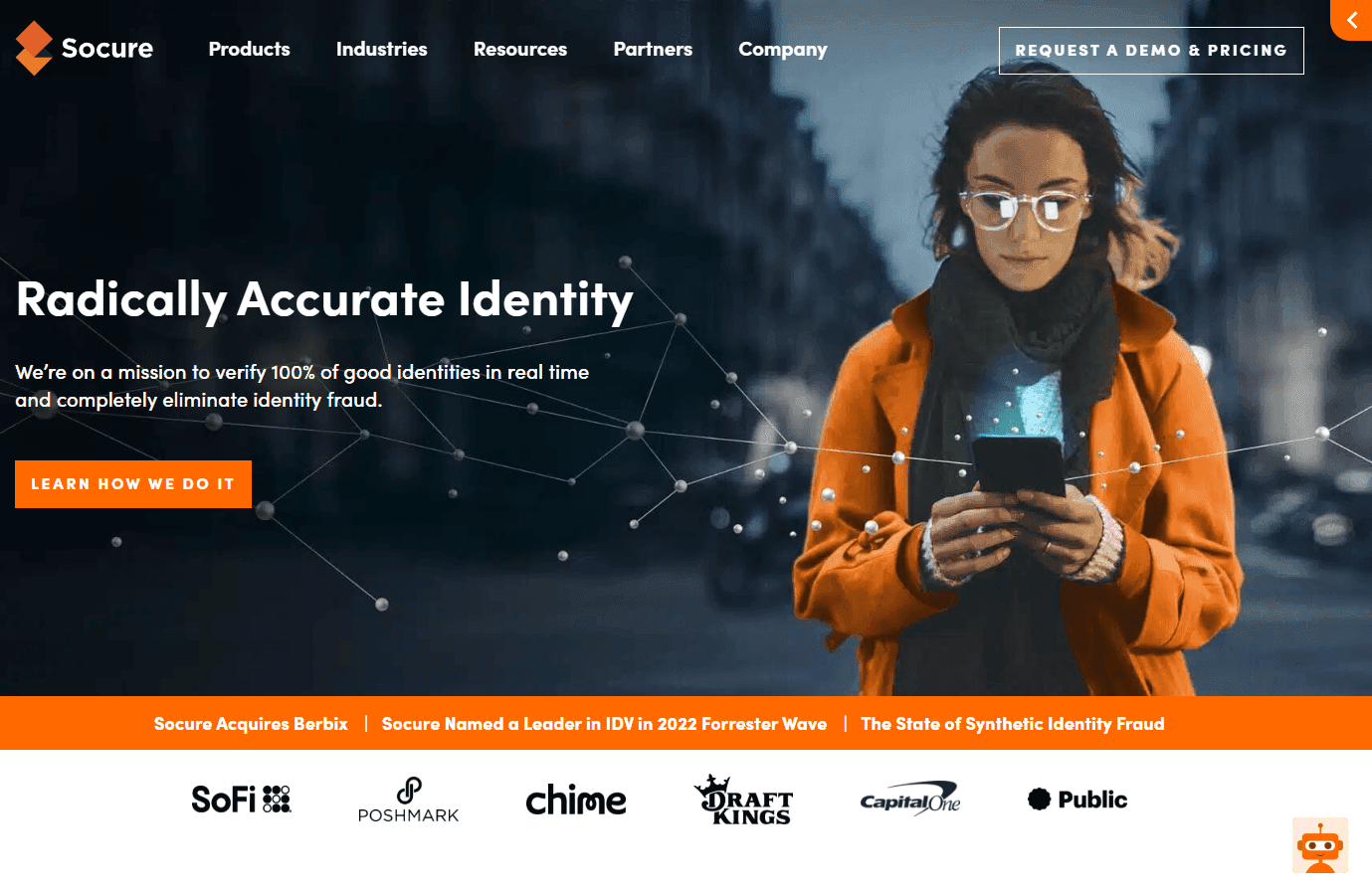 Socure's platform interface showcasing identity verification features.