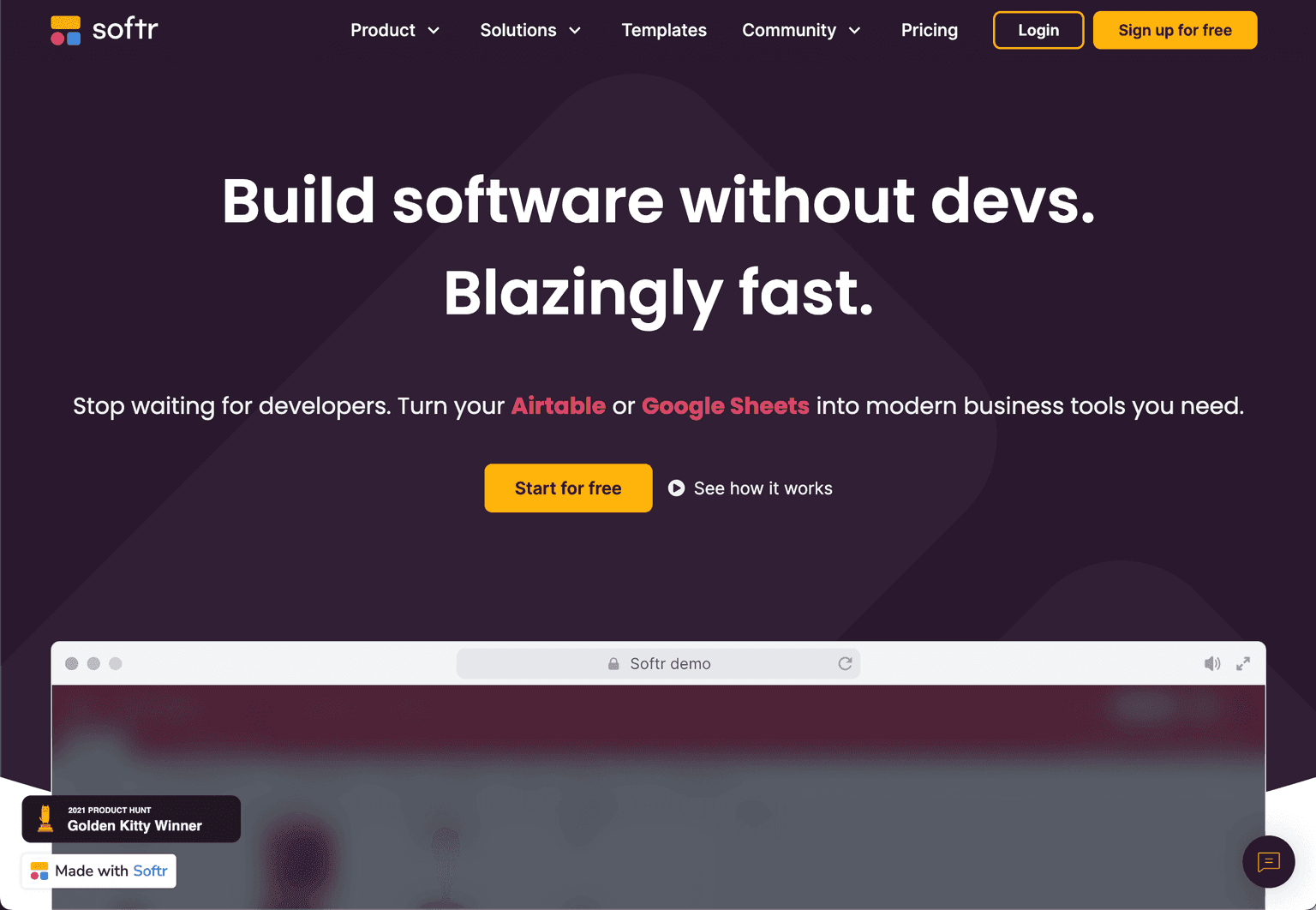 Softr No-Code Platform Interface