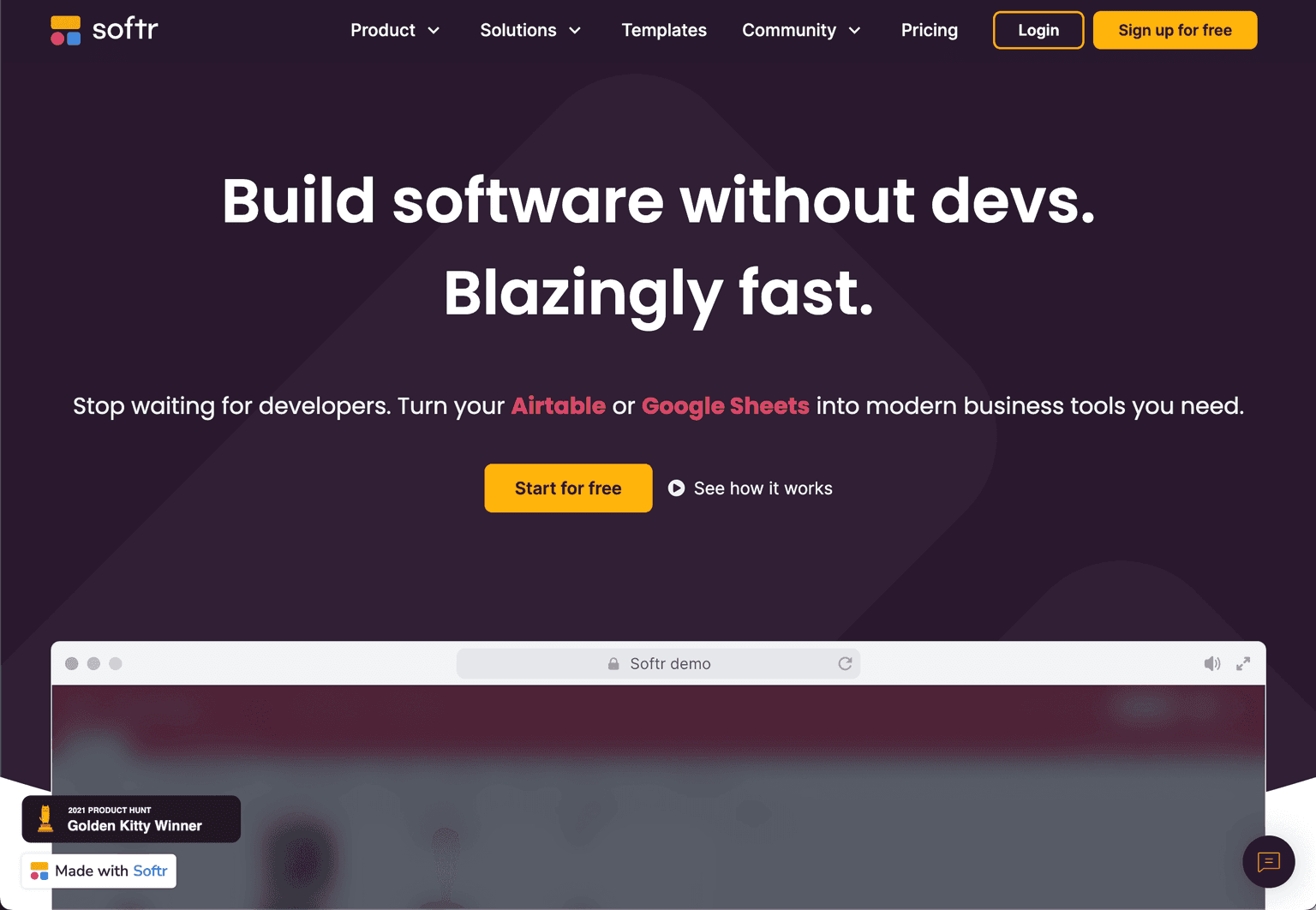 Softr No-Code Platform Interface