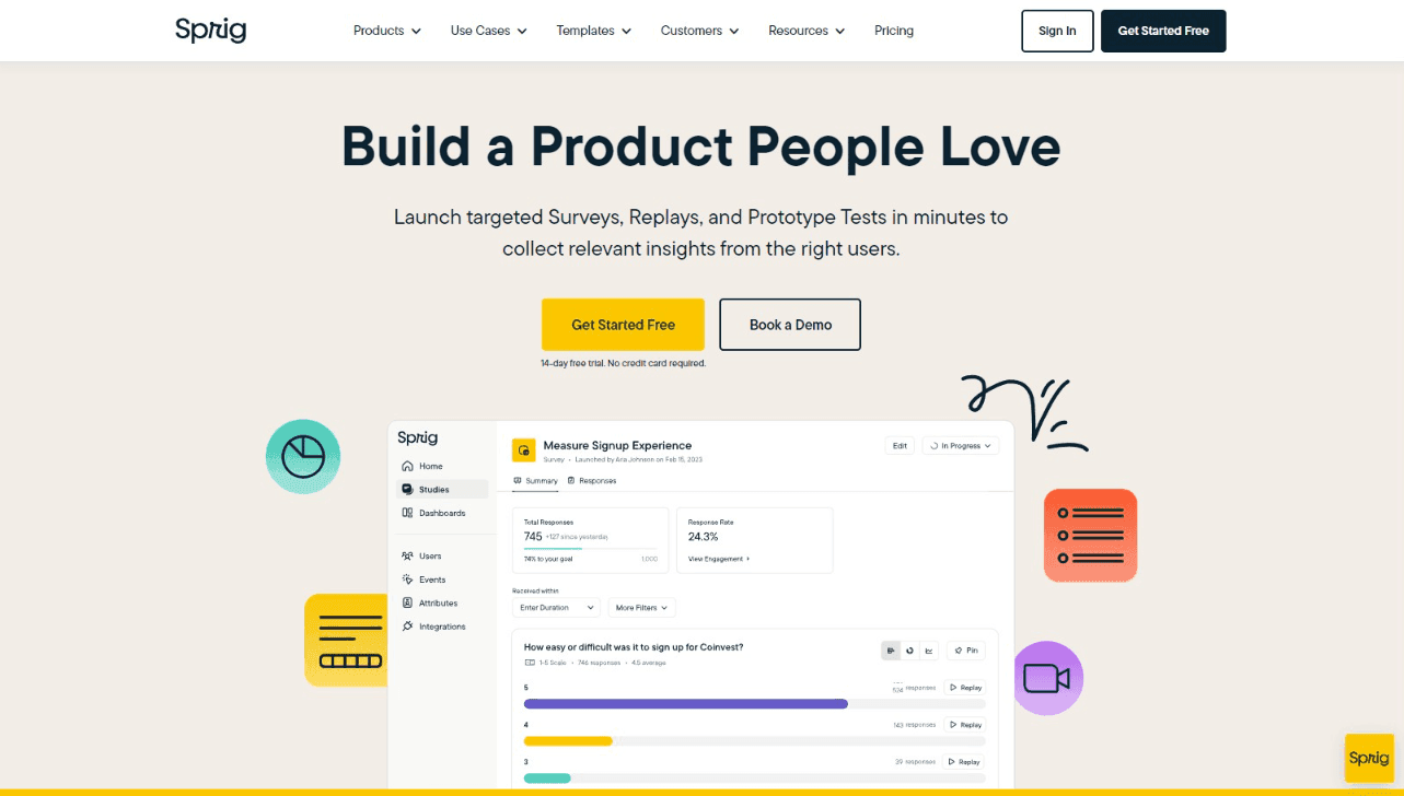 Sprig User Insights Dashboard