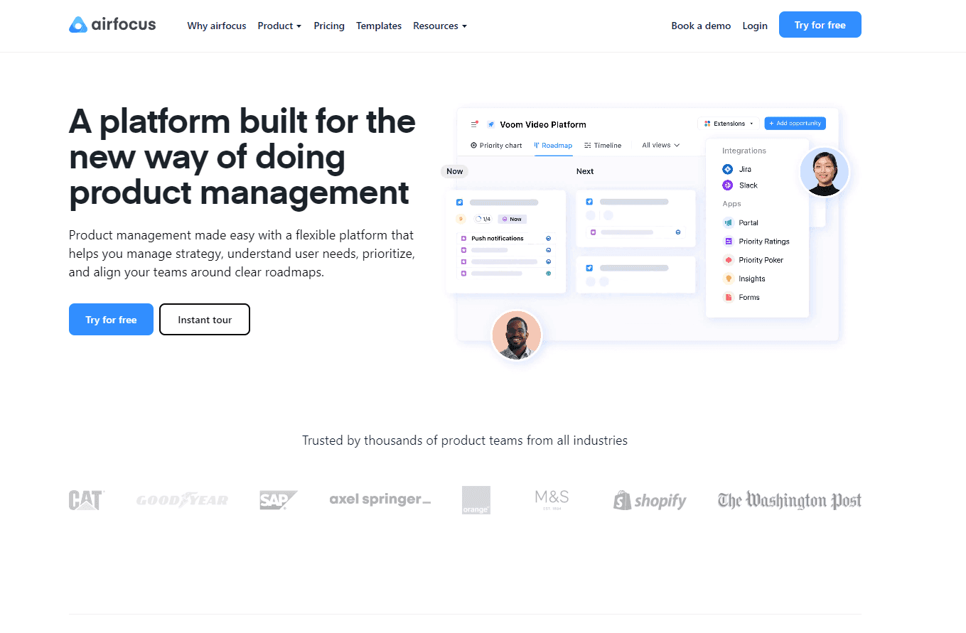Strategic product management dashboard.