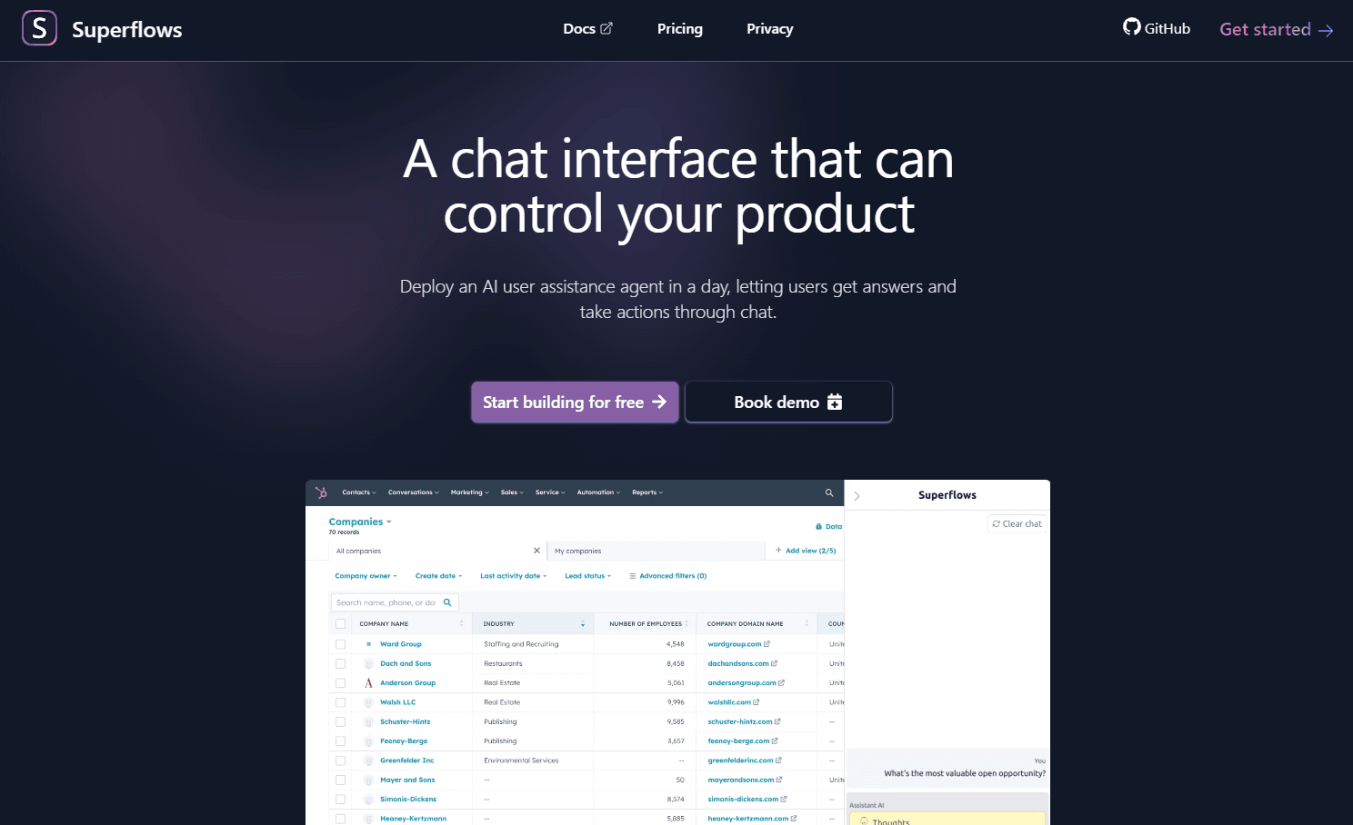 Superflows AI chat interface