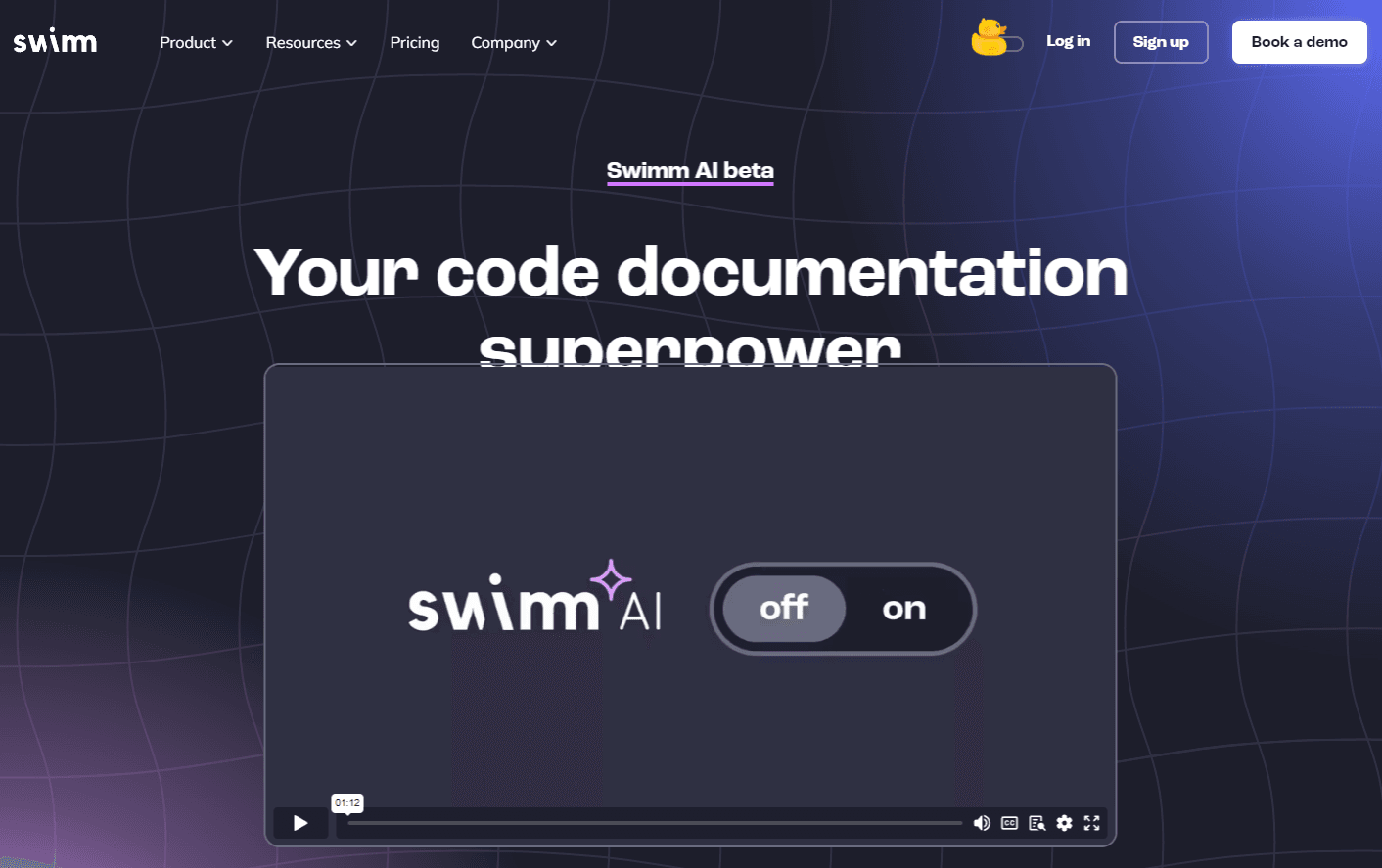 Swimm AI's interface showcasing its advanced code documentation features.