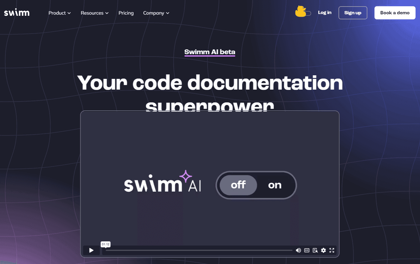 Swimm AI's interface showcasing its advanced code documentation features.