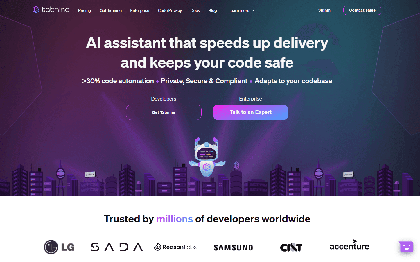 Tabnine AI coding assistant interface
