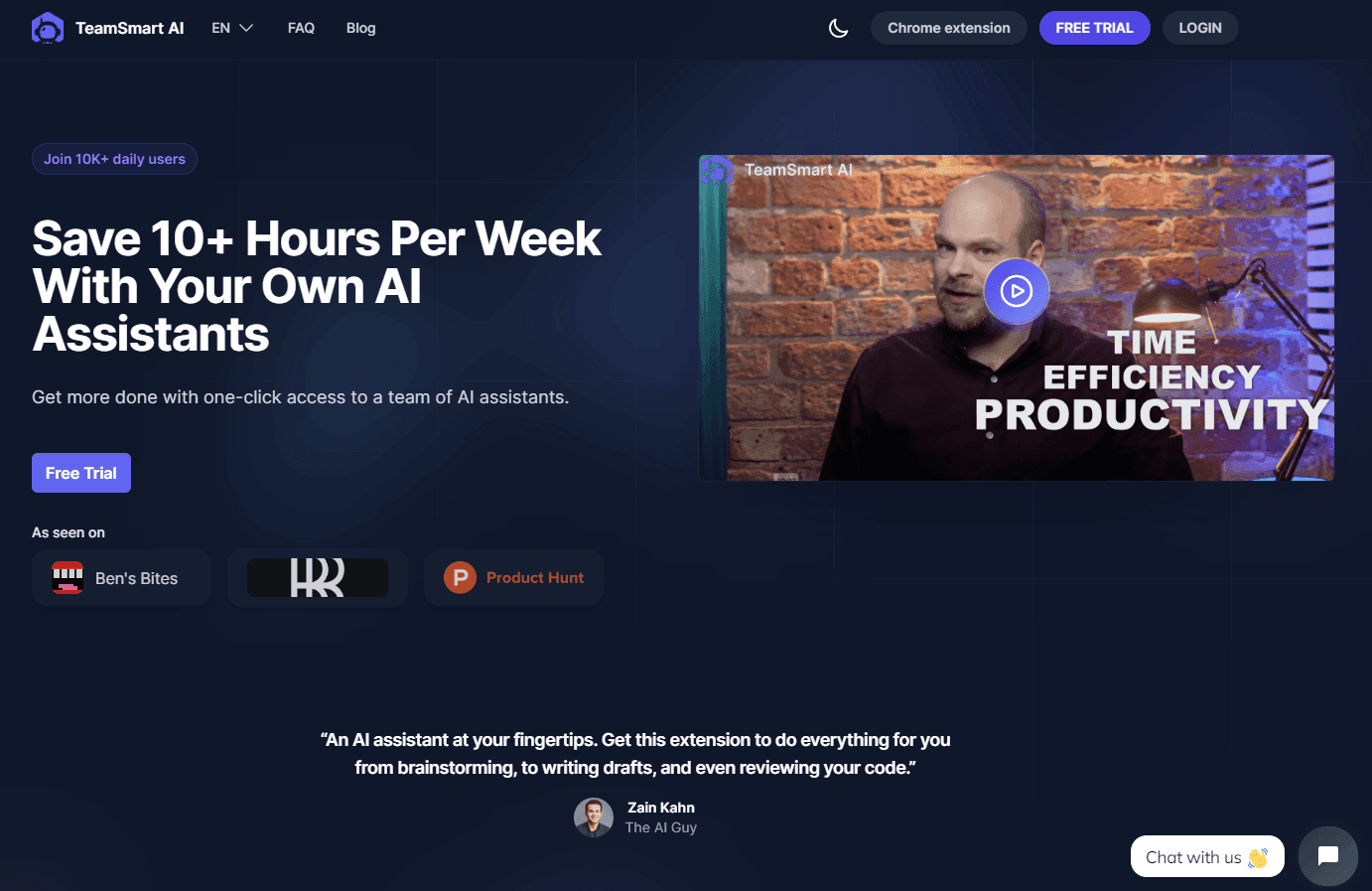 TeamSmart AI Chrome Extension Interface
