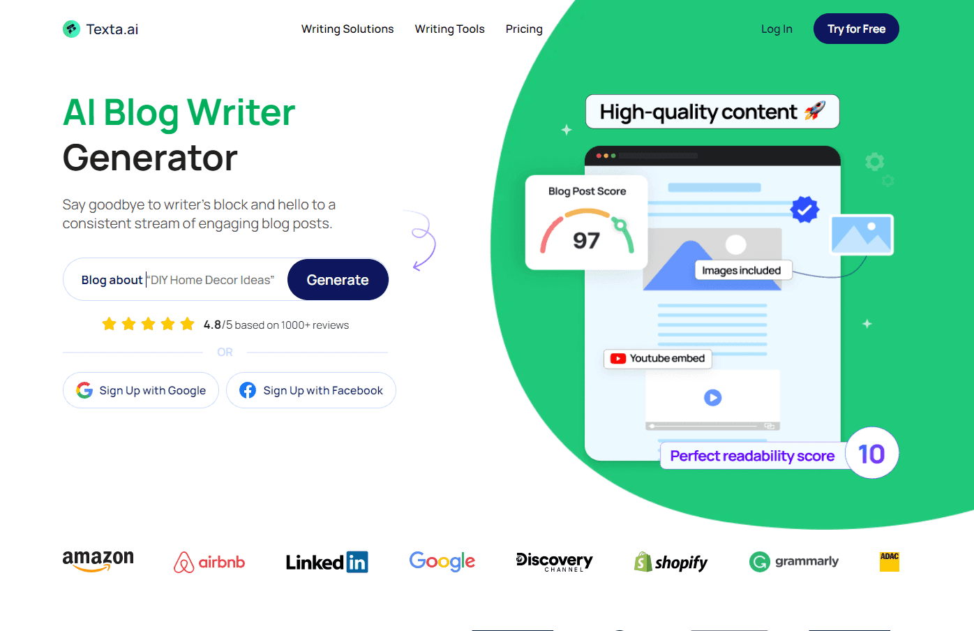 Texta - AI-powered content creation tool.