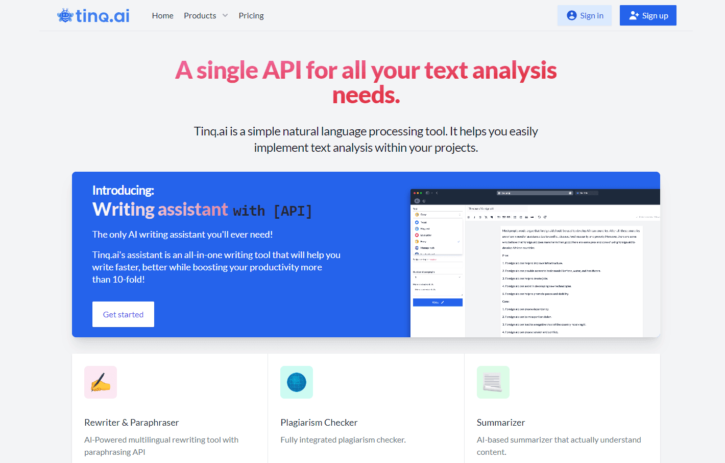 Tinq.ai - Advanced NLP and text analysis platform.