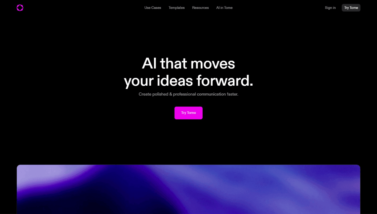 Tome AI Presentation Tool Interface