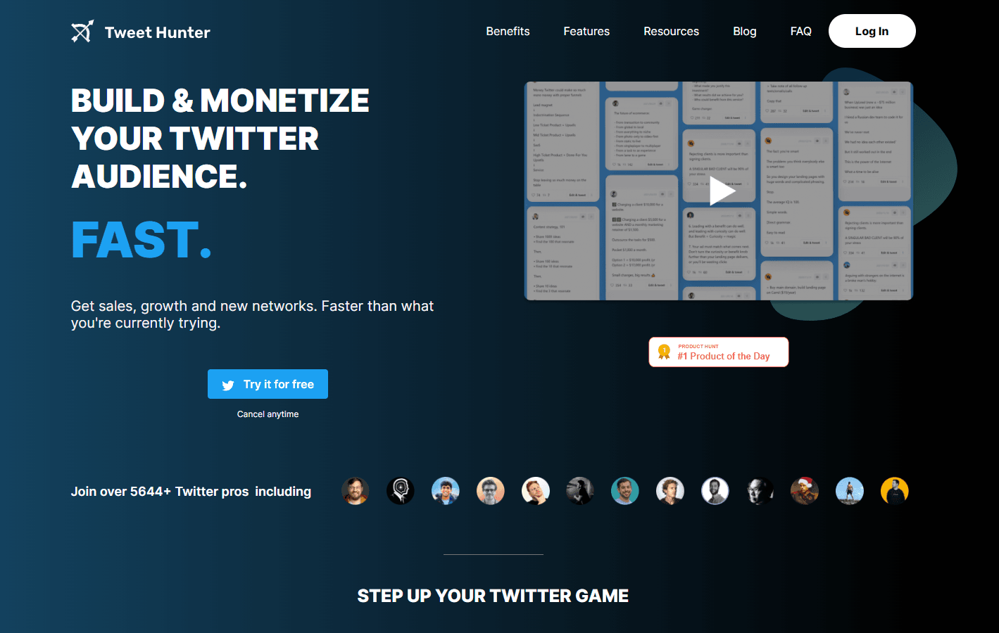 Tweet Hunter's interface showcasing its features.