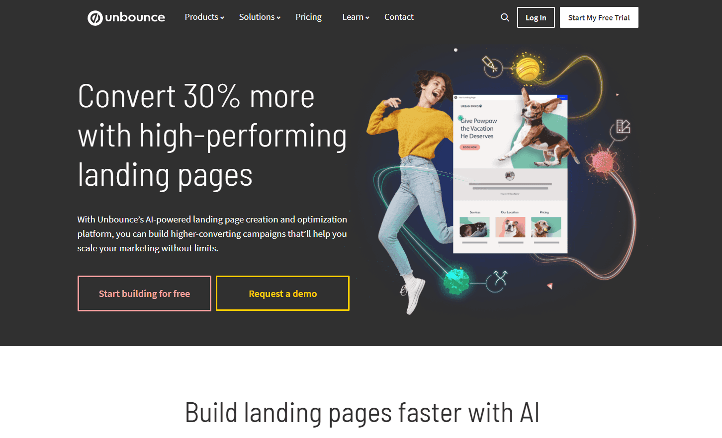 Unbounce landing page platform interface.