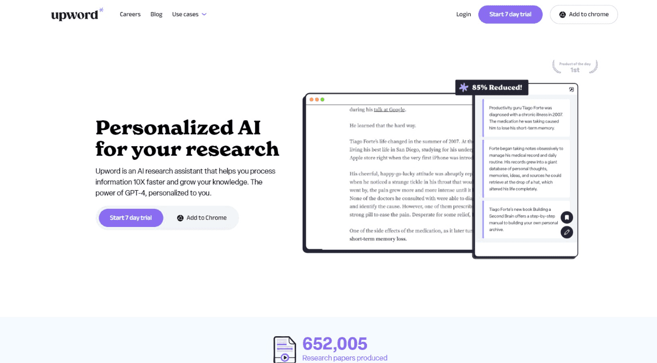 Upword Summarization Tool Interface