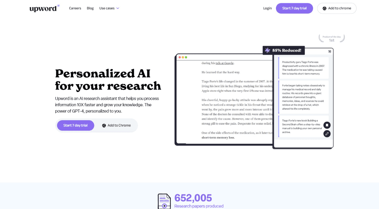 Upword Summarization Tool Interface