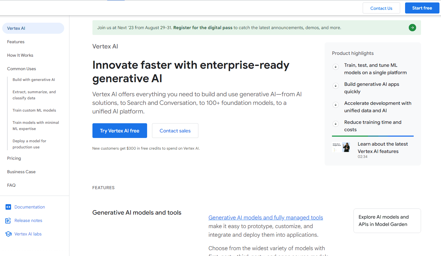 Vertex AI Interface Overview