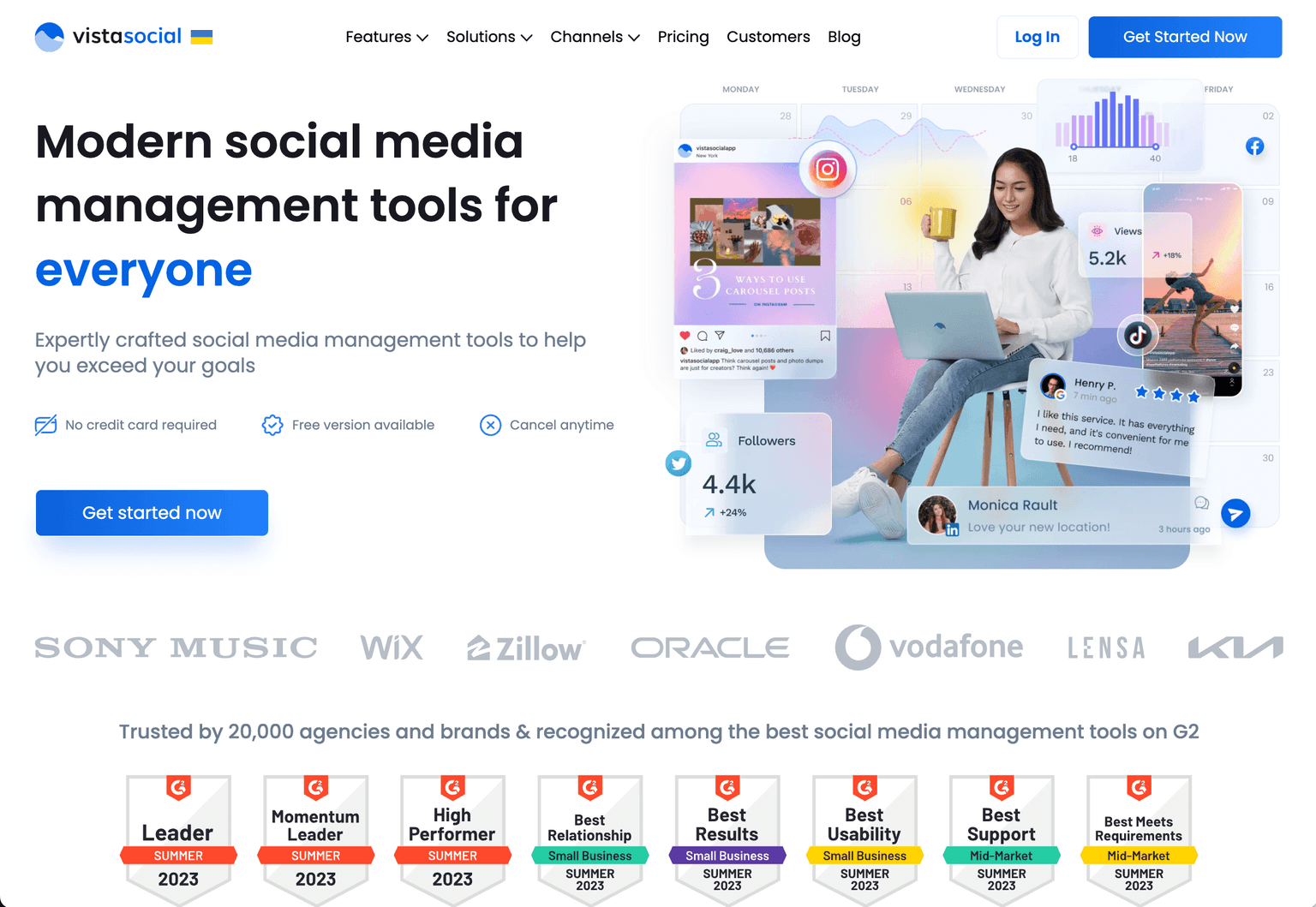 Vista Social dashboard displaying social media insights and tools