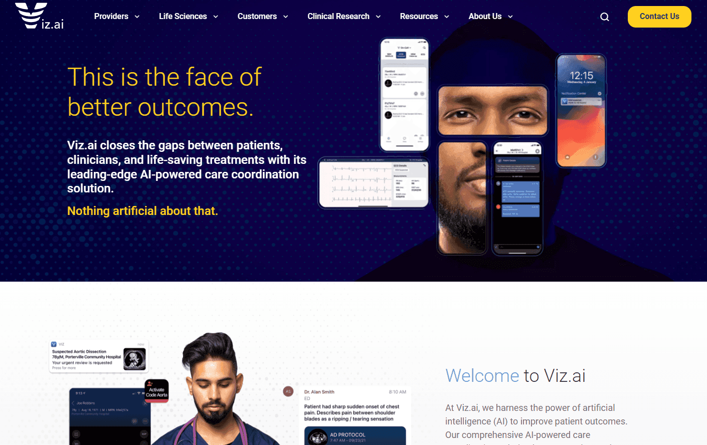 Viz.ai's interface showcasing medical imaging insights.