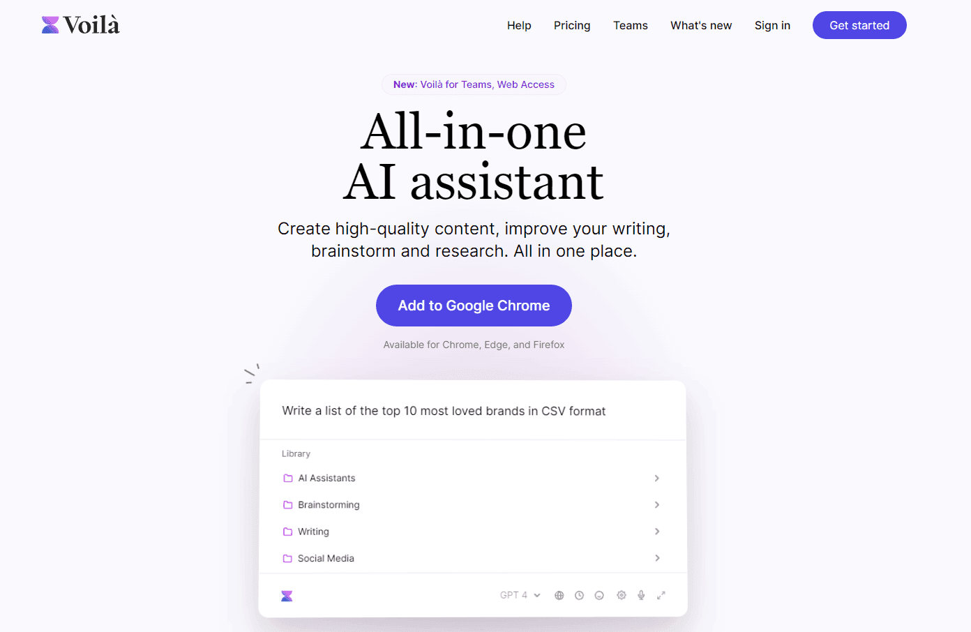 Voilà - AI-powered content creation tool