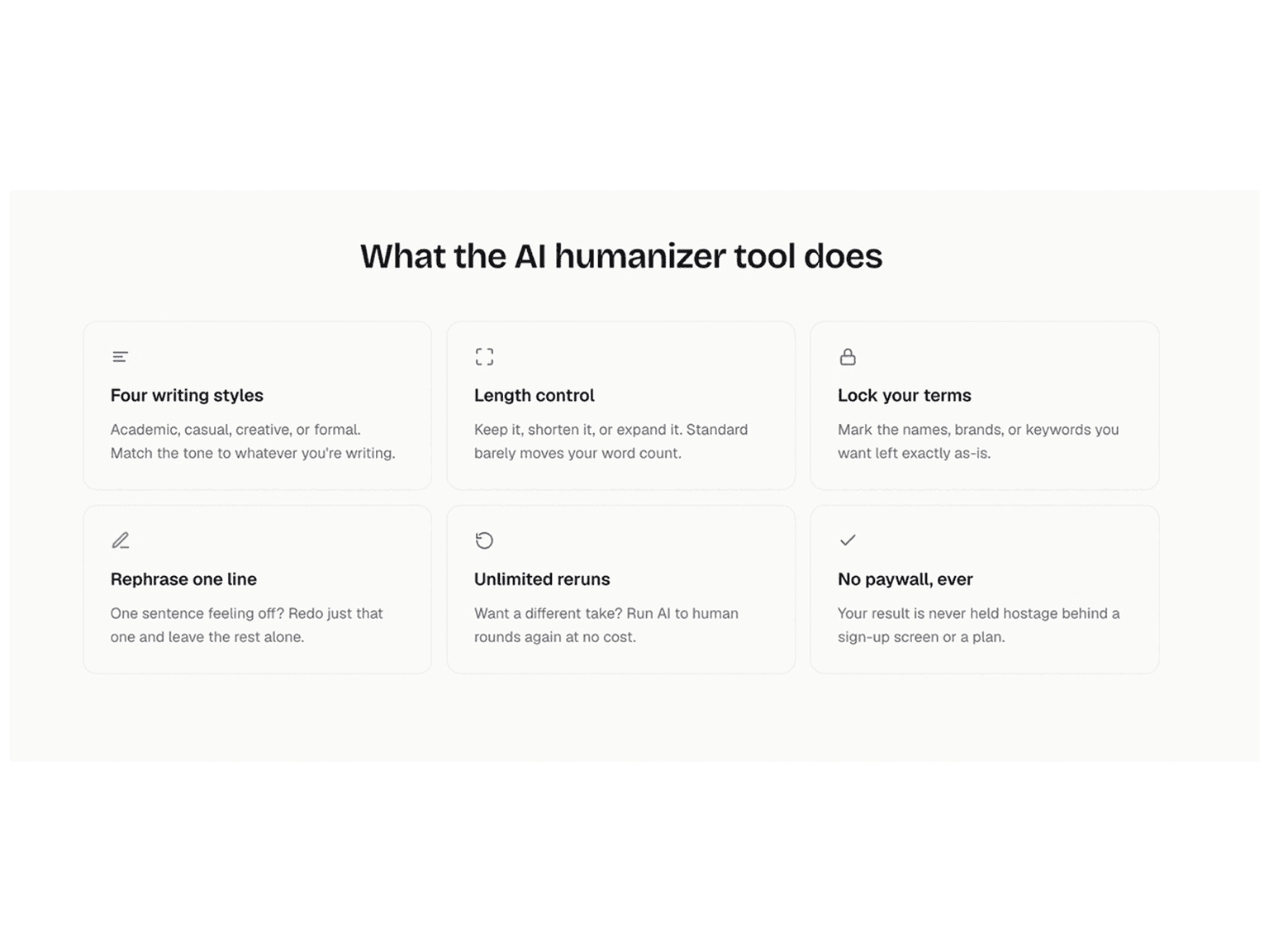 Humanize Max interface explaining how its AI humanizer converts AI text into natural human writing