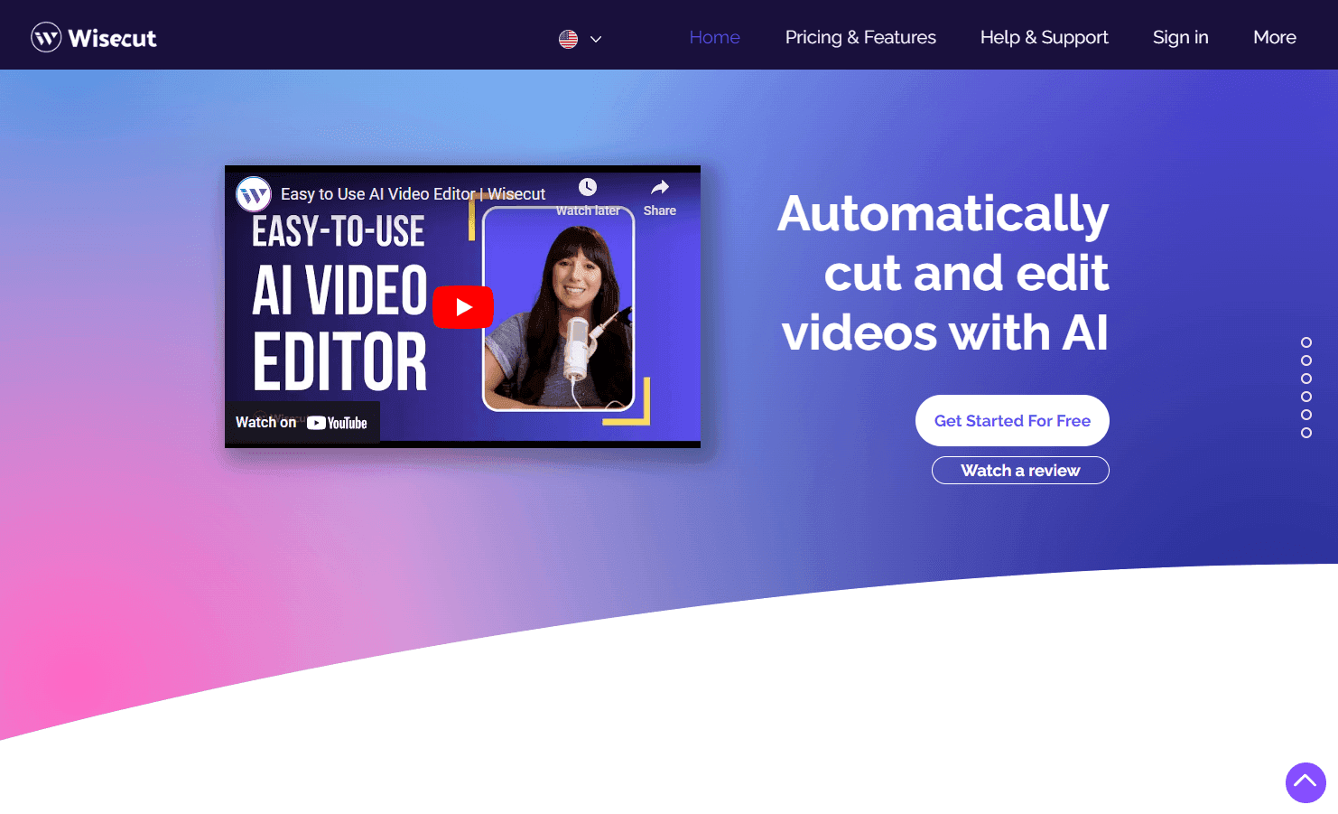 Wisecut interface showcasing video editing tools